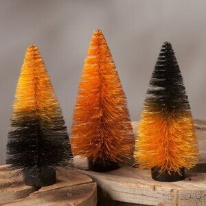 Bethany Lowe Halloween Magic Ombre Mini Bottle Brush Trees - Set of 3 Mini Trees